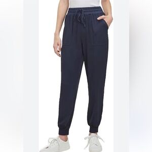 Caslon Women’s Linen Jogger Pull On Pants Navy Blue Size XL